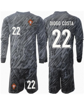 Portogallo Diogo Costa #22 Portiere Maglia Gara Trasferta Repliche Europei 2024 Bambino Maniche Lunghe